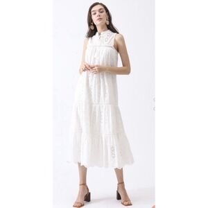 Kate Spade white eyelet Tiered Sundress Midi Bridal Size Small‎ Cottage Prairie